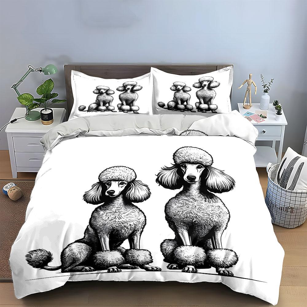 Elegant Poodles In Harmony. Bedding Sets Duvet Covers Pillowcases(1* Duvet Cover 2* Pillowcases Without Duvet Insert)