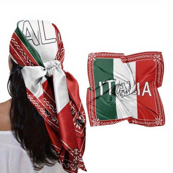 Turban Hat 35x35" Italian Flag Design Scarf Soft Flowing Headscarf Bandanas Fashion Accessory for Headwear Neck Bag Hair