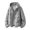 Men's Patchwork Cotton Coat, Velvet Thickened Cotton Coat, Warm Jacket, Hooded Fashionable Outer Coat