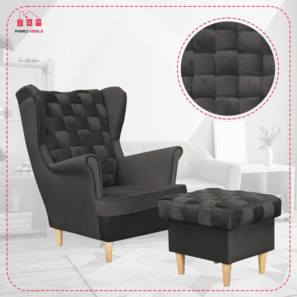 Carol Armchair with Footrest Scandinavian Family Meble Dark Graphite