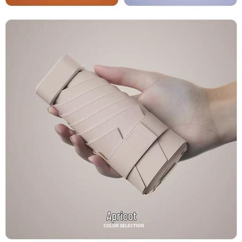 Compact Dual-Use Sun Protection Umbrella - Anti-UV Black Glue, Portable for Rain or Shine