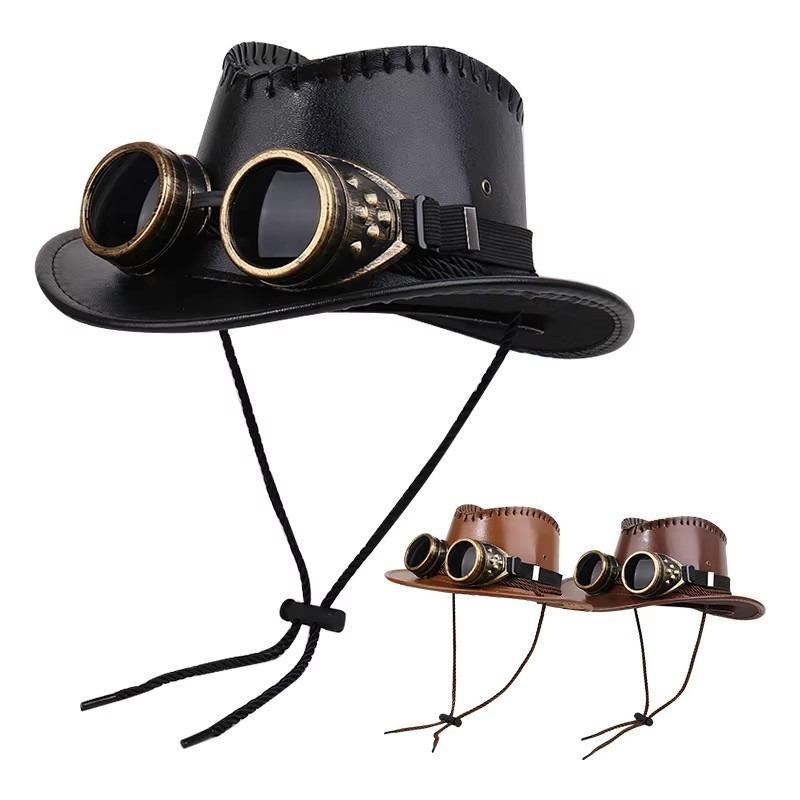 Herremote Steampunk Briller Runde Oversized Vernebriller Sveise Punk Briller Cosplay Damebriller