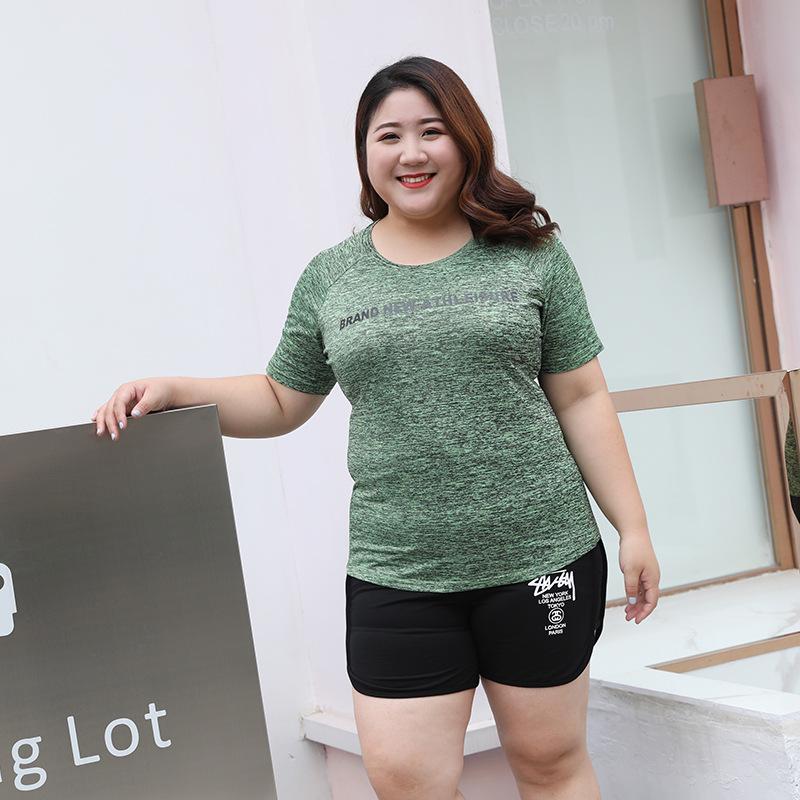Plus Size Women's Sports Short-sleeved T-shirt Summer Quick-drying Sweat-absorbing Breathable Running Tops