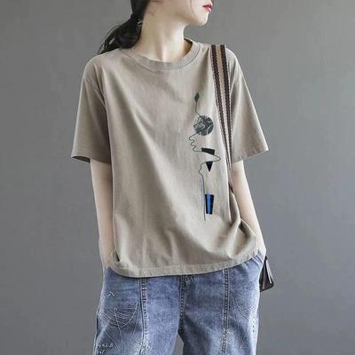 Camiseta feminina de manga curta, cor sólida, verão, 2025, solta, plus size, feminina, meia manga