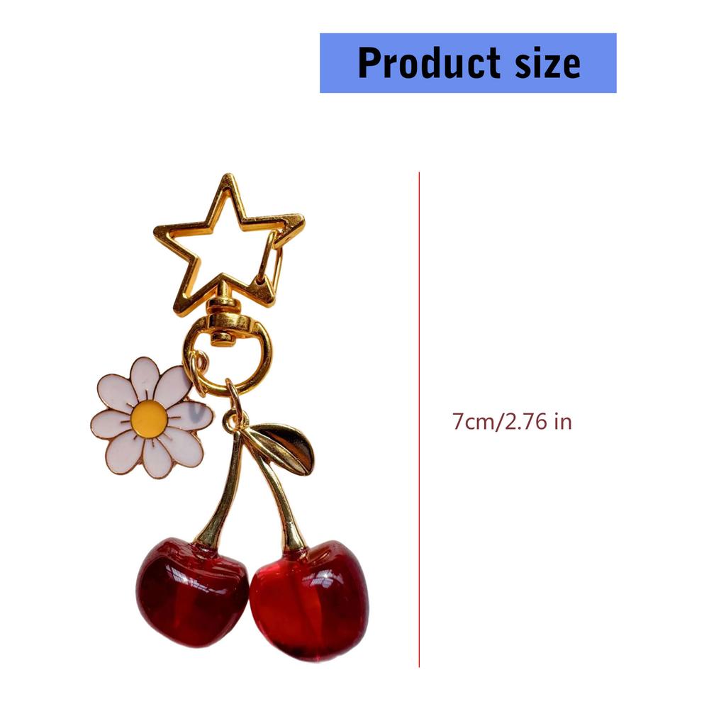 Cherry Flower Keychain Fashionable Fruit Pendant Key Holder Accessory Lightweight Bag Charm for Women and Girls
