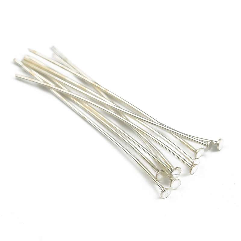 [15-50mm] 925 Sterling Silver Eye Head Pins Flat Head Pins T Shape Needles Ball Head Pins for Jewelry Making DIY 2pcs