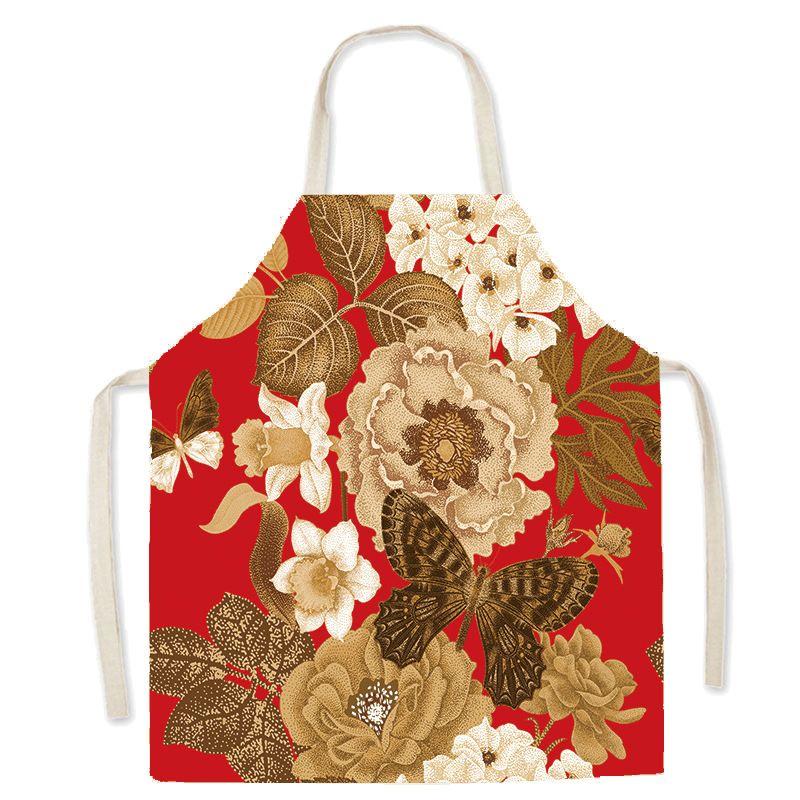 Pastoral Style Floral Series Kitchen Sleeveless Apron Color Floral Linen Apron Parent-Child Children'S Apron