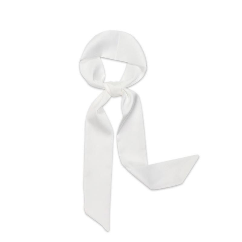 Women's Solid Silk Ribbon Scarf: Thin, Long, Narrow Neck Tie & Shirt Accessory
