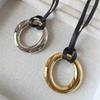 Tooxika Simple Light Luxury Design O-ring Pendant Necklace Leather Cord Adjustable Long Jumper Chain Women