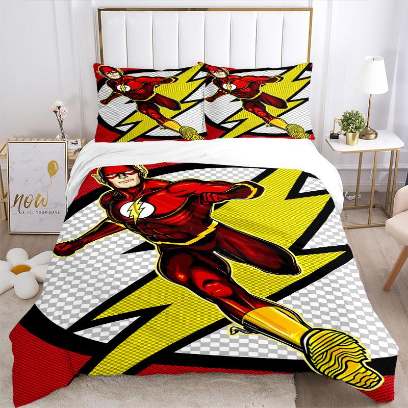 3pcs Flash superhero Duvet Cover Set, 1 Duvet Cover + 2 Pillowcases (No Insert), High-Definition Print for All Seasons,Durable yy251103065