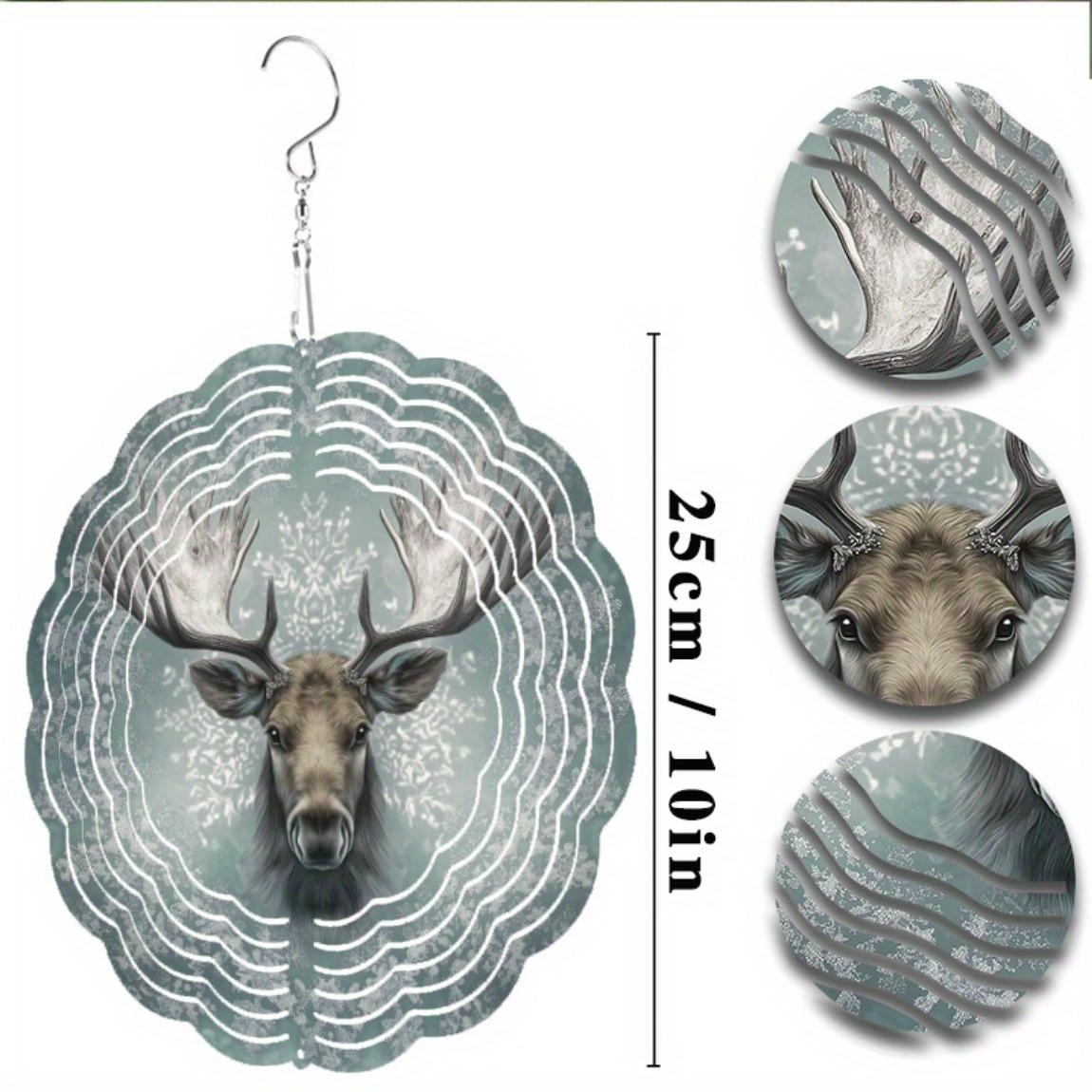 

10 Inch Metal Wind Spinner Outdoor Garden Decor with 360 Rotating Hook Artistic Deer Snowflake Leaf Design for Patio Yard All Season 01A
