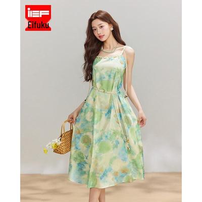 IEF Summer Vacation Style Strappy Mid-Length Dress