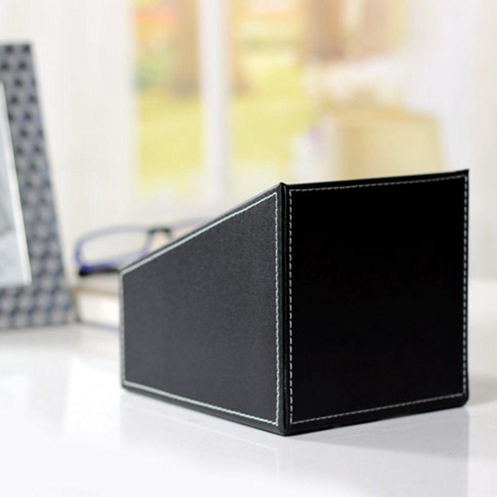 Black/Brown Leather Remote Control Organizer 3 Cells Sorting Lattice Cosmetic Pens Rack  Home