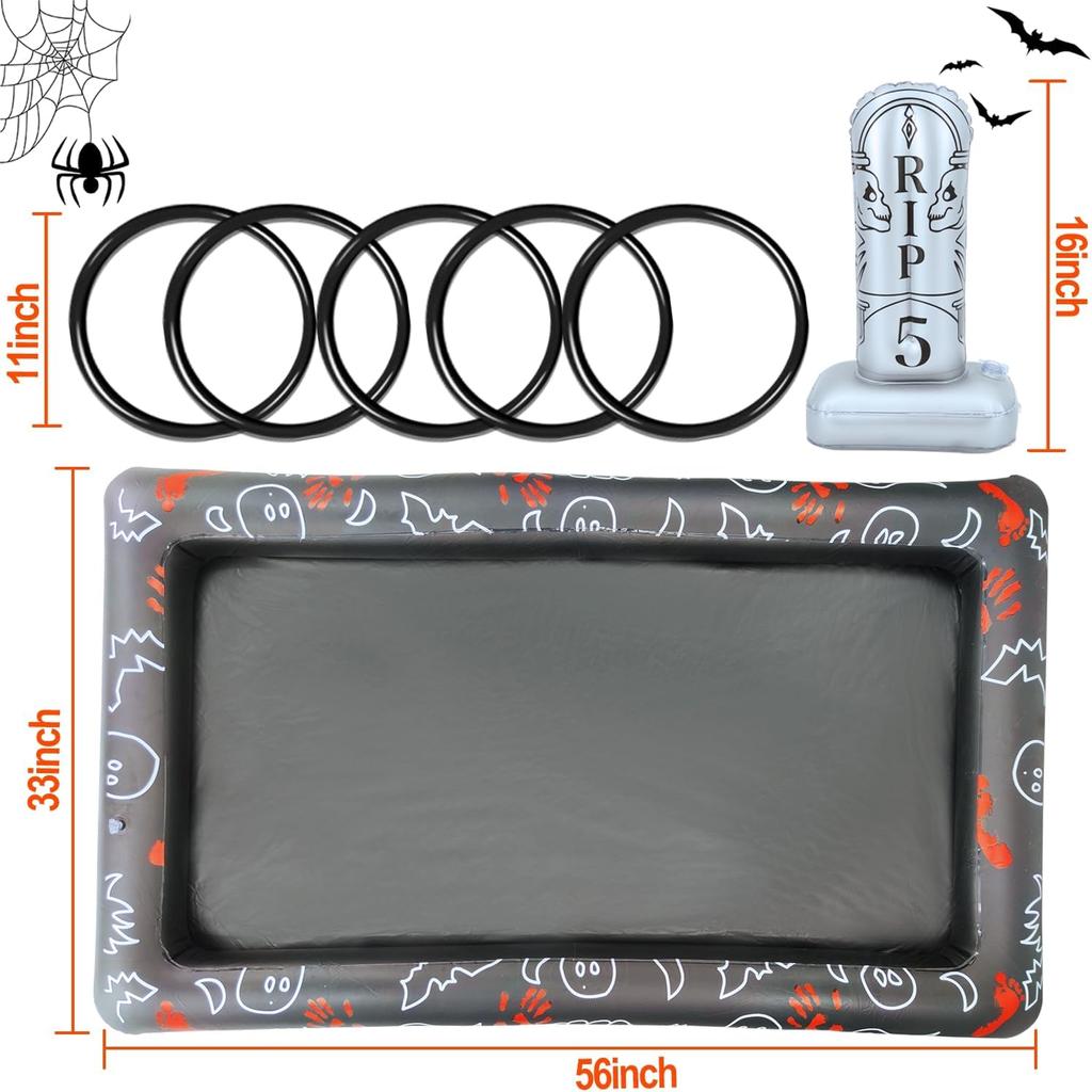 Plastic Ring Giant Tombstone Ring Toss Games Halloween Party Game Favors for Kids Inflatable Game Outdoor Carnival Game Classroom Indoor School Yard