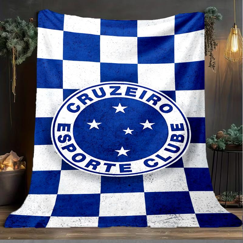 1PC Cruzeiro Esporte Clube Crest Printed Soft Flannel Blanket Throw for Adult Bedroom Living Room Sofa Camping Travel Fan gifts Christmas Gifts