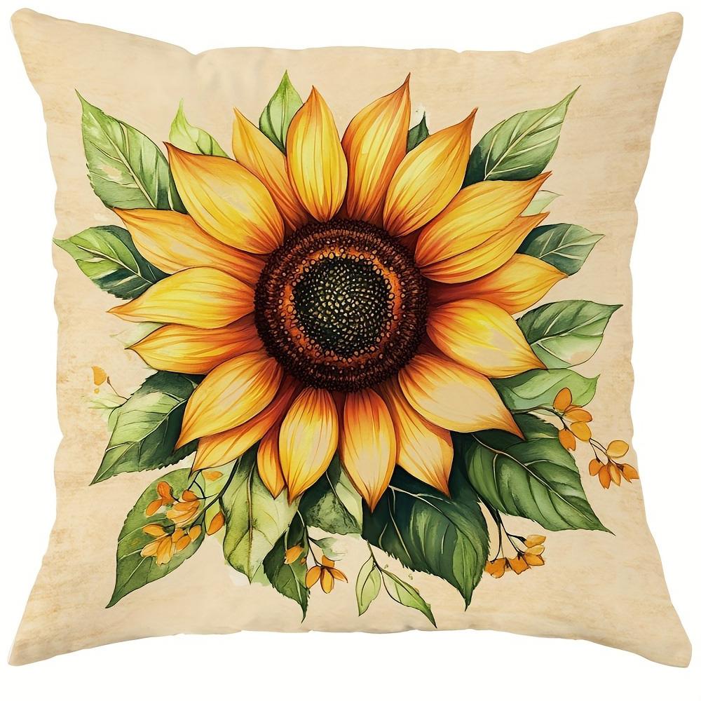 

Sweet Home light yellow pillow case, sunflower printed pillowcase, living room sofa cushion cover, bedroom room decoration 16x16Inch