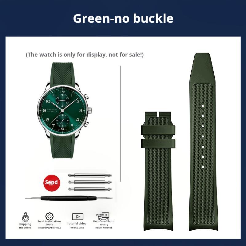 

High quality Metal Curved end men watchband 20mm For IWC Portugal fluoro rubber watch Strap IW371607 IW371620 371609 accessories Width 20mm