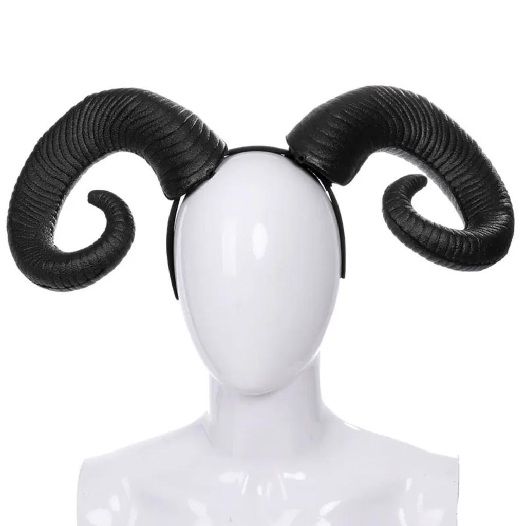 Halloween Realistic Black Demon Horn Headpiece Women Masquerade Cosplay Animal Devil Horn Hairband Carnival Party Costume Props
