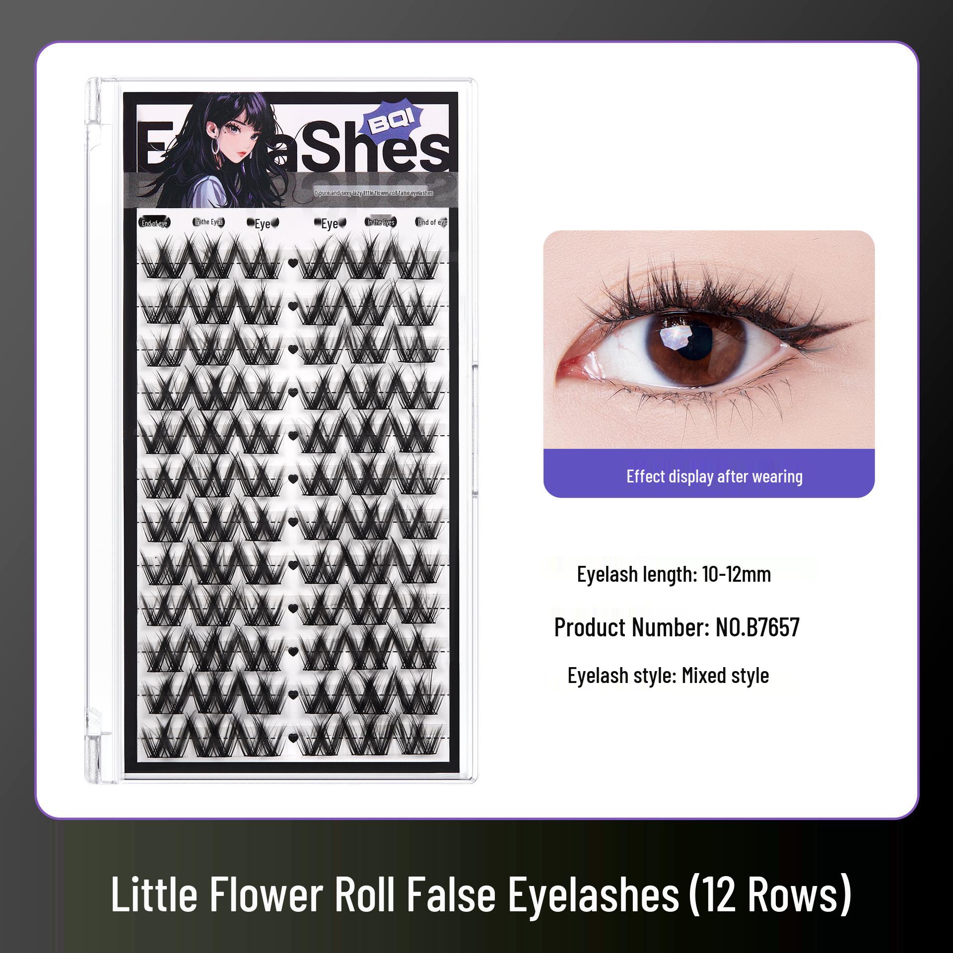 Pure Desire Floral Roll False Eyelashes - Natural Curl, Large Capacity, Segmented Thin Stem for Grafting
