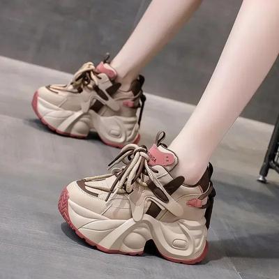 Dames Sneakers Lente Schoenen Tennis Vrouwelijk Platform Rozen 2025 Sportschoenen Dikke Zool Kort Pluche Verhoogd Interne Veer Microfi