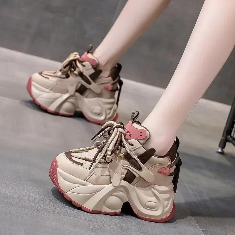 Womens Sneakers Spring Shoes Tennis Female Platform Roses 2025 Trainers Thick Sole Short Plush Increased Internal Spring Microfi