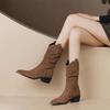 Fashion Winter Middle Heel Fleece-Lined Ladies Mid Calf Shoes Designer Luxury 2025 Novelty New in Sale Fashion Women's Half High Boots