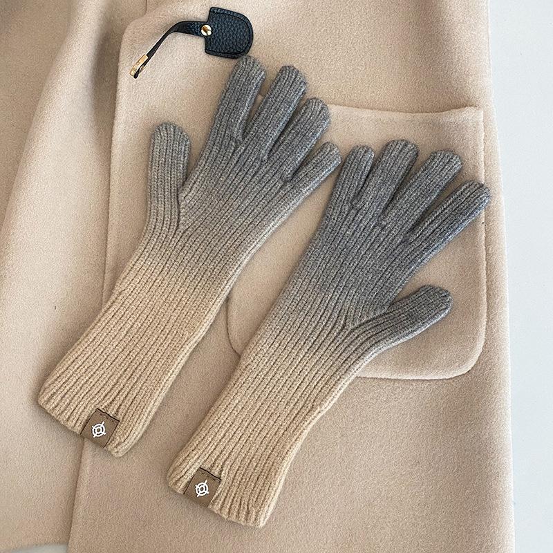 2022 New Knitted Gloves Women Sub-finger Leakage Finger Touch Screen  Wind Winter Warm Ski  Full Finger Gloves Gloves
