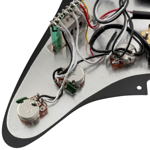 Musiclily Basic 11-Hole Pre-Wired Stratocaster Pickguard with SSH Alnico 5 Pickup Set for Fender ST Stratocaster Electric Guitar, Black, 3-Piece Set