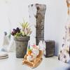 Miniature Animal Figure on Rocking Chair Resins Sculpture Phone Stand for Desk Ornament and Living Room Decoration