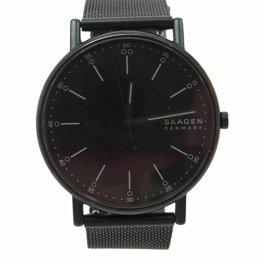Used SKAGEN SKW6579 Signatur three-hand midnight steel mesh watch wristwatch [used]