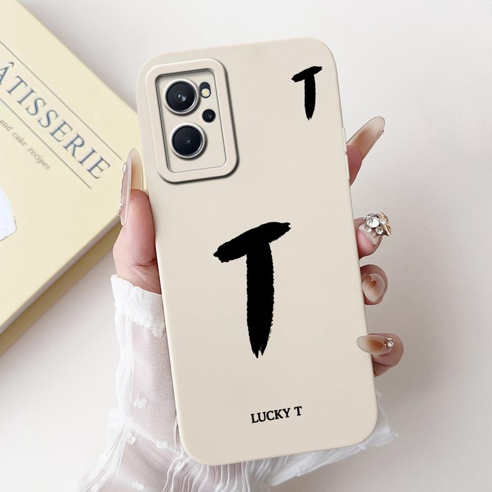 For Realme 9i 4G RMX3491 Cover For Realme 9i 4G Case Simple Fashion Luxury Letters A-Z Pattern Design Silicone Shockproof Bumper