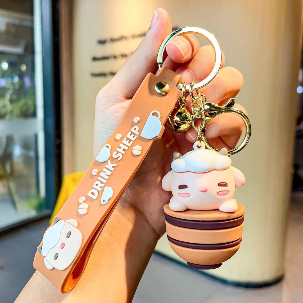 

Cartoon Sheep Stylish Key Holder With Fun Cup Designs Perfect For Couples And Friends Brown Stripe Cup