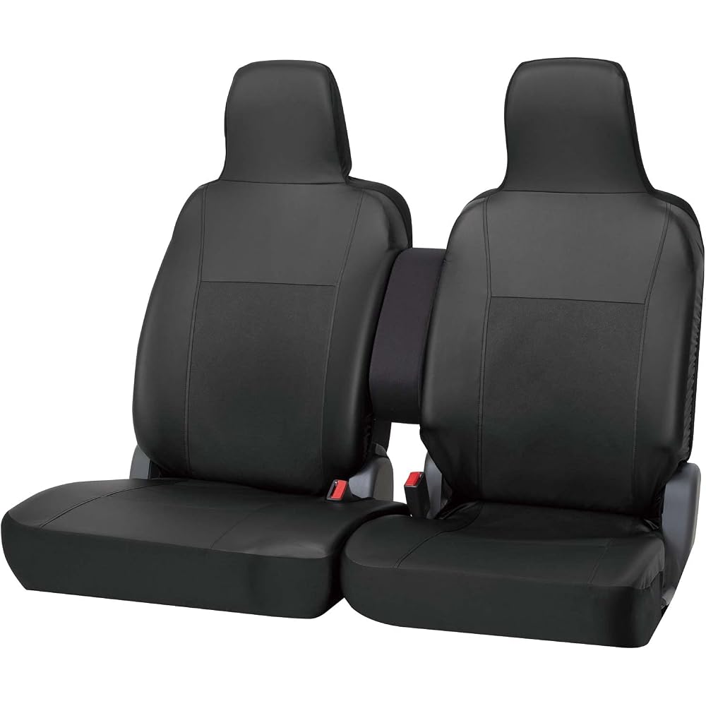 Bonform Seat Cover Leather Match Antibacterial Odor Resistant Side Airbag Compatible for Light Bench Front Seat Black 4041-59BK