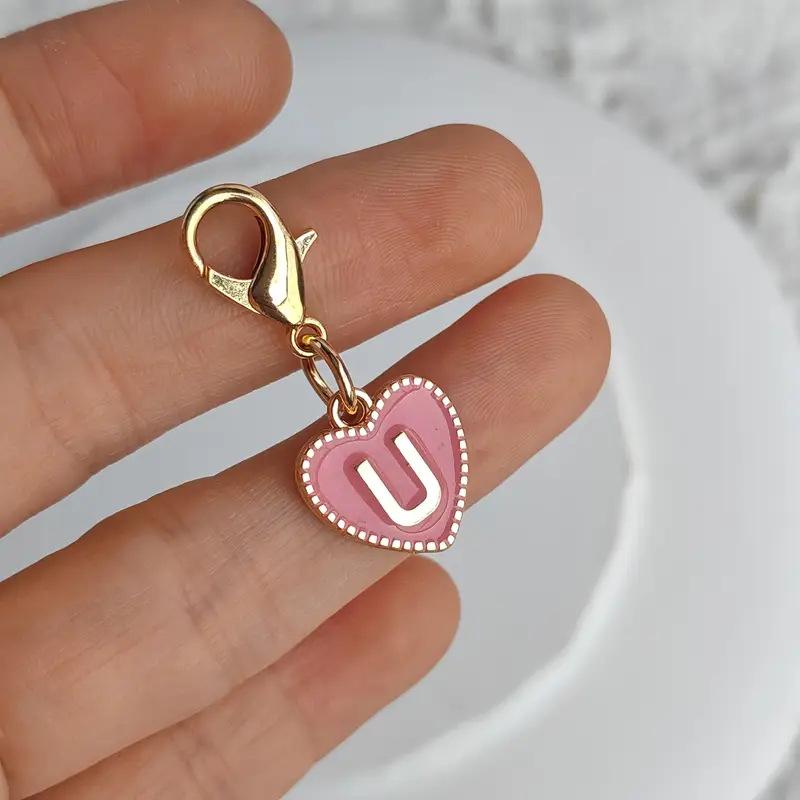 Cute Alphabet 26 Letters Heart Keychain For Bags Earphone Charm Pendants Accessories Gifts With Lobster Buckle