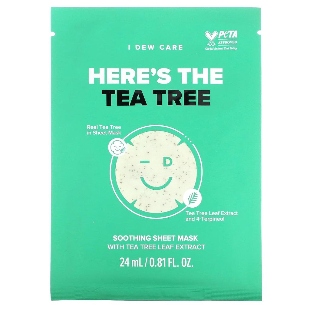 I Dew Care, Here's the Tea Tree, Soothing Beauty Sheet Mask, 10 sheet masks, 24ml (0.81fl oz) each