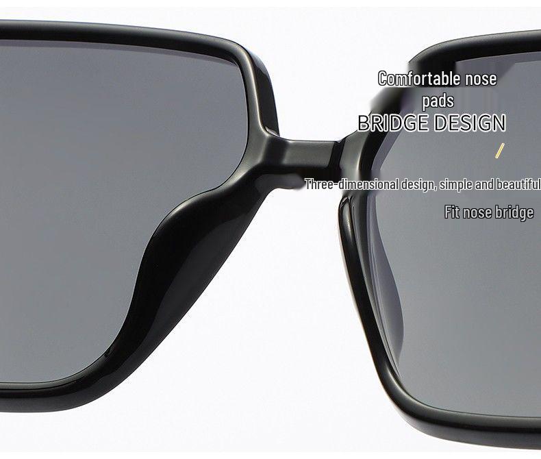 Metal Temple Polarized Large Frame Sunglasses - Women's Minimalist Versatile Sun Protection Fashion