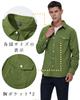 [KEFITEVD] Men's Military Shirt, Plain Long Sleeve Button-Up Casual Shirt, Stylish Autumn Winter Top, Green 3XL