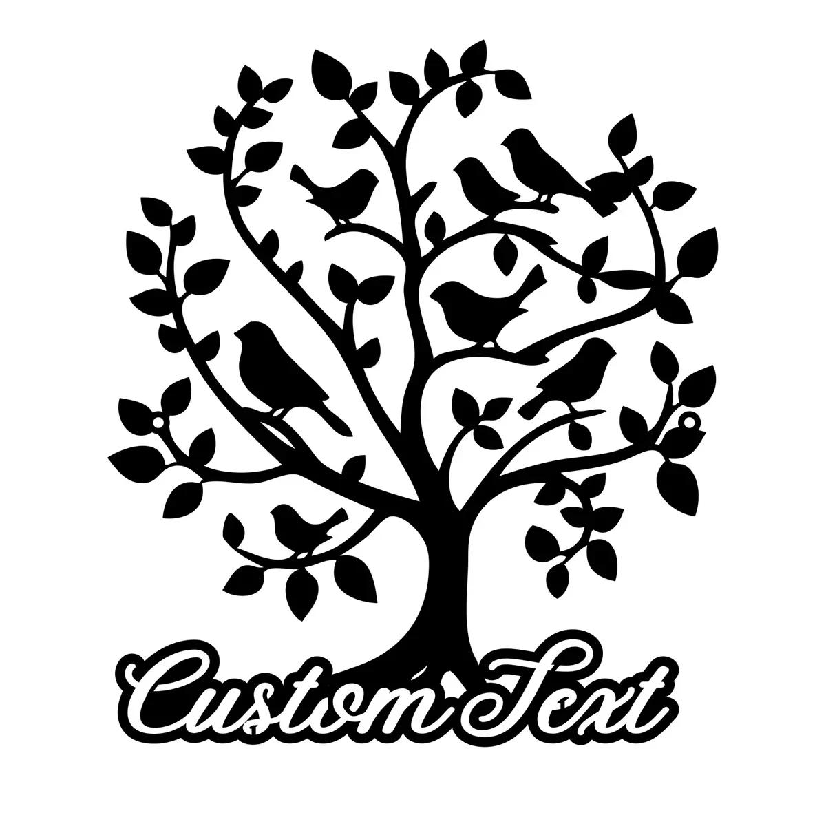 Metal Wall Art Birds on Branch, Garden Tree of Life Decor, Rustic Home Living Room Hanging