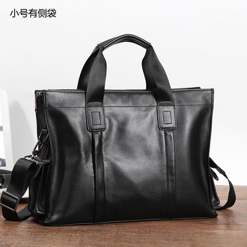 

NZPJ Деловая кожа Мужская сумка ручной работы Портфель из коровьей кожи высшего слоя Повседневная сумка-мессенджер на одно плечо Подходит для ноутбука 14 дюймов чёрный