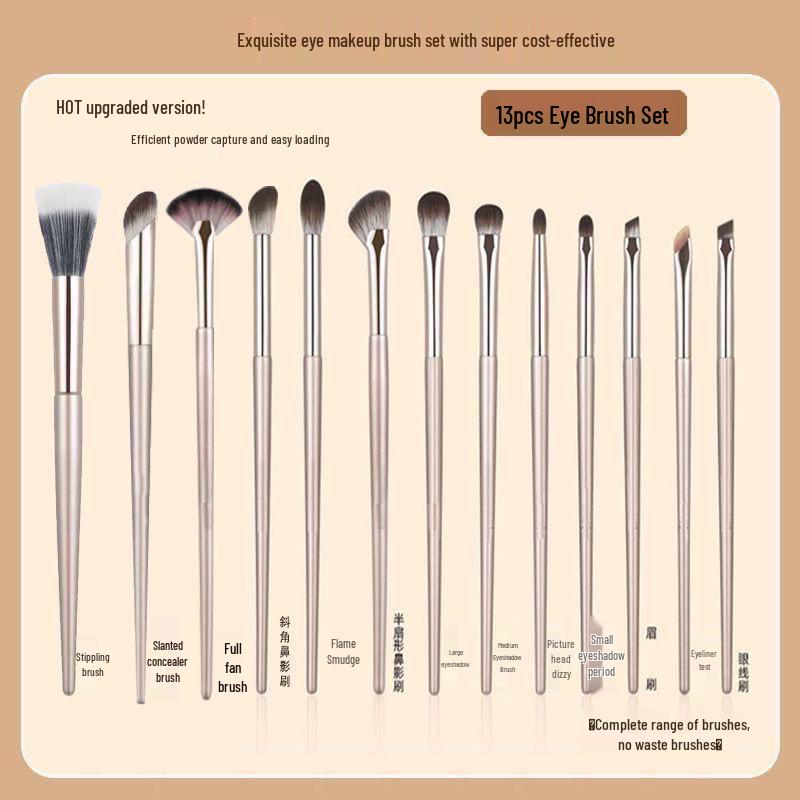 Conjunto Portátil de 15 Peças de Sombras e Pincéis de Olho Dourados com Bolsa