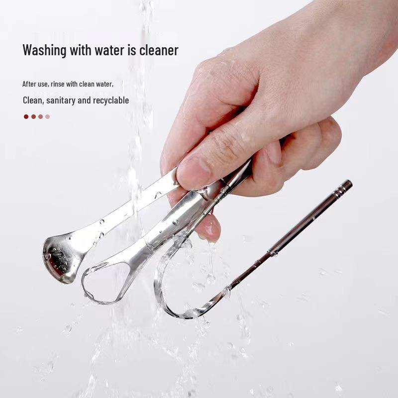 Stainless Steel Adult Tongue Scraper & Bad Breath Remover U-Shaped Brush Cleaner