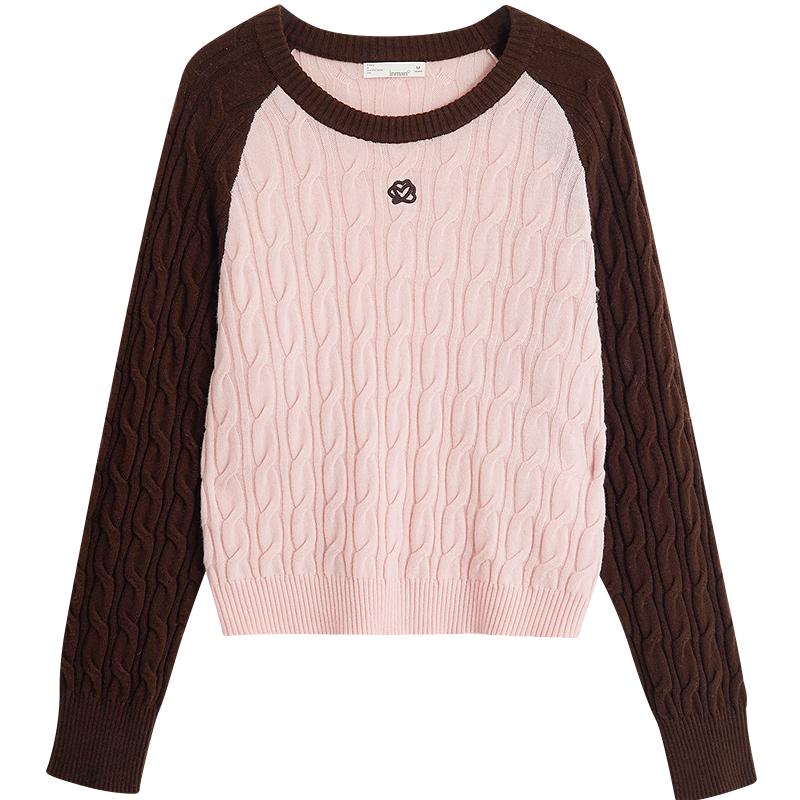 

Женский свитер Inman из смесовой шерсти с кабельным узором и цветными блоками L