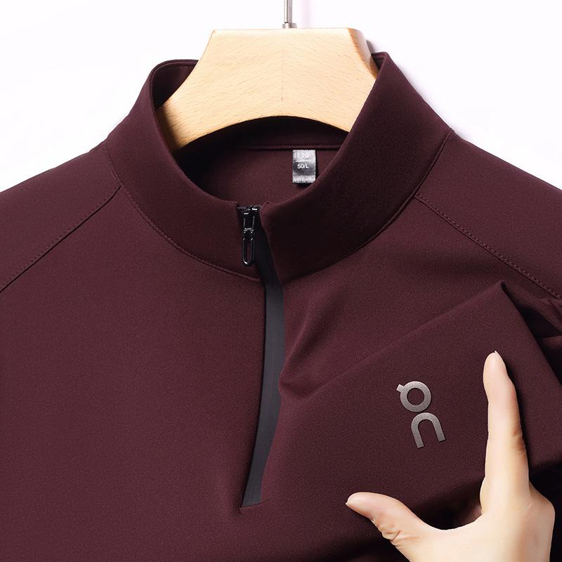 T-Shirt Half Zipper Stand-Up Collar Men'S Business Casual Long-Sleeved Premium Polo Shirt