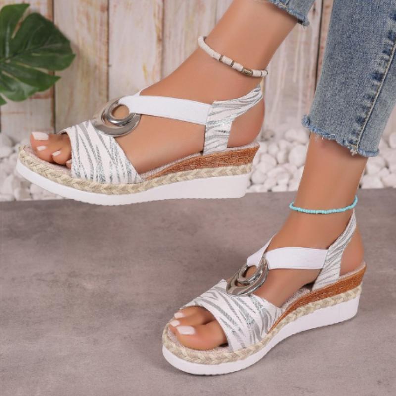 Mode Damen Keilsandalen 2025 Sommer Schlangenmuster Plateau-Sandalen Gladiatorschuhe Frau Komfort Lässig Mittelhohe Absätze Sandalen