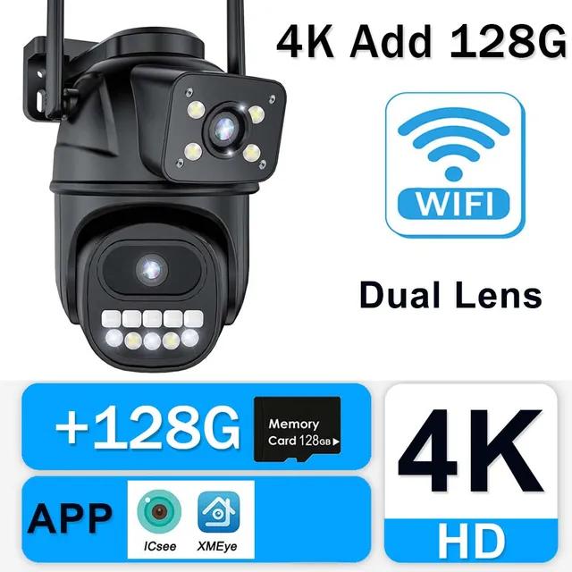 5K 12MP WiFi IP Outdoor 10X Zoom Three Lens Security Human Detection PTZ Video Surveillance Smart Home CCTV Camera