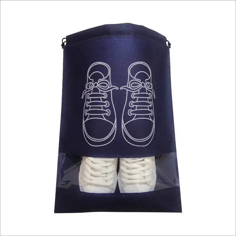 Portable Non-Woven Cloth Shoe Bags Waterproof Dustproof Travel Shoe Storage Bag Hanging Drawstring Packing Pouch Organizer
