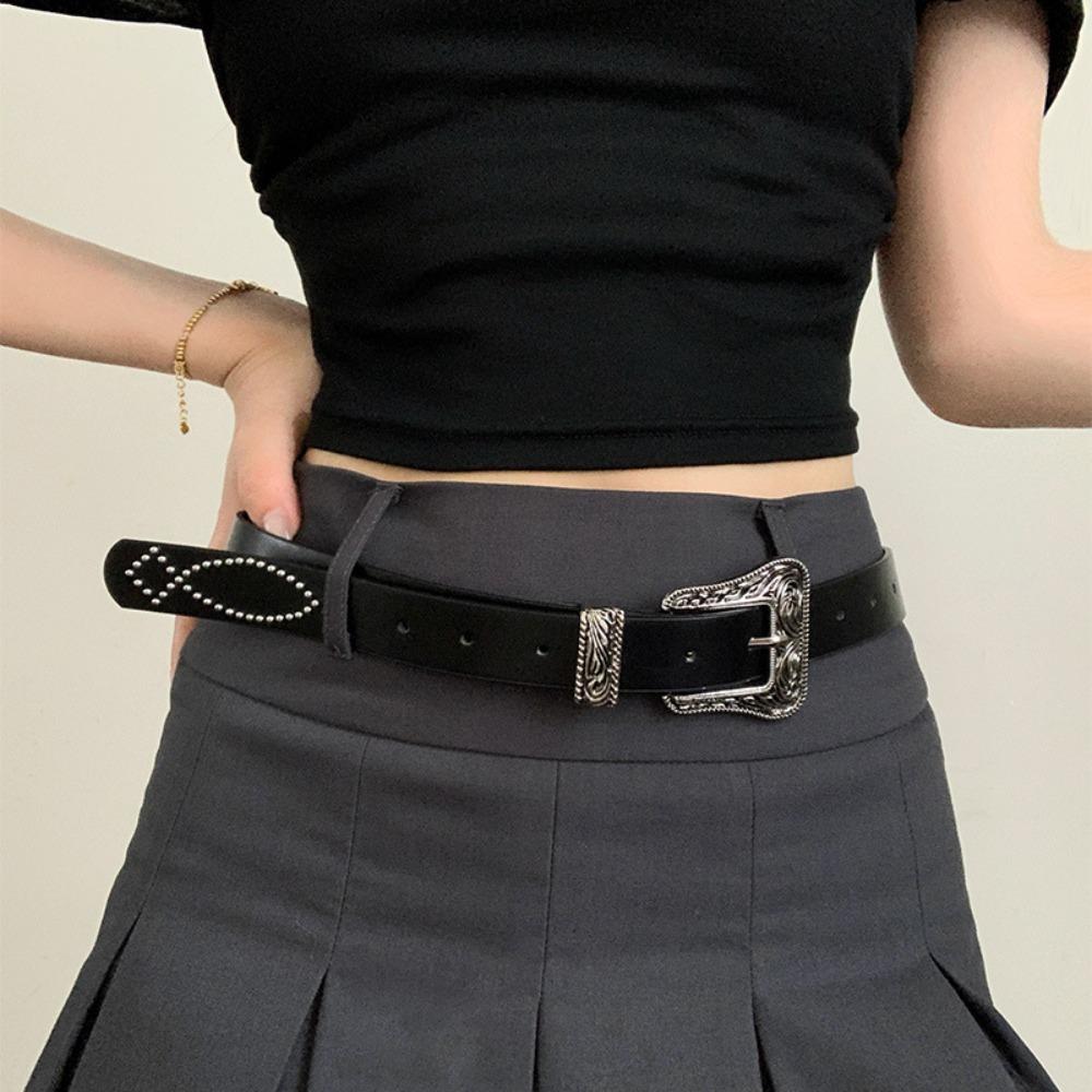 Pu Leather Y2K Jeans Belt Vintage Women's Waist Belt Fashion Punk Style Belt  Party