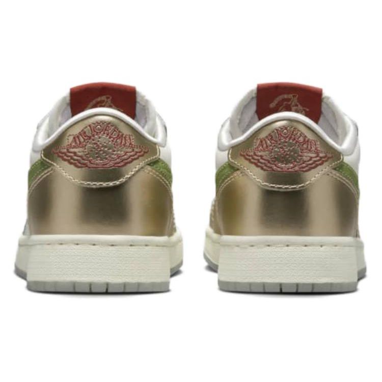 Air Jordan 1 Retro Low OG GS Année du Dragon Chaussures pour Enfants Or Voile Vert Pétrole FQ6593-100