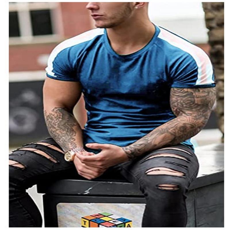 

Новая мужская модная спортивная футболка для фитнеса в тон, мужская летняя тонкая футболка с короткими рукавами