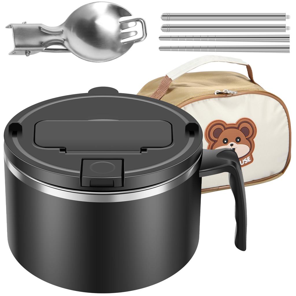 1200ml Rapid Ramen Schüssel mit filterbarem Deckel Mikrowellen Ramen Nudelschüssel mit Löffel Essstäbchen BPA-freie Ramen Kochschüssel